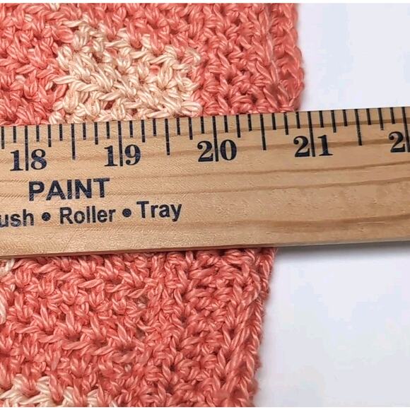 Hand Knit Handmade Pullover Sweater Vest Crop Top Size M Peach Checkerboard NEW - Picture 8 of 10